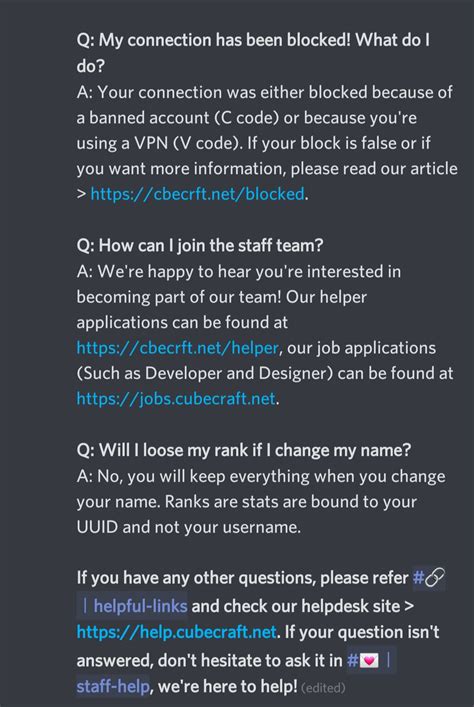 Discord Small Update For Rules And Faq Cubecraft Games