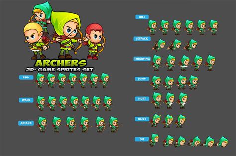 Archers 2D Game Sprites Set by DionArtworks | Codester