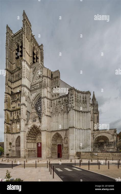 St Etienne Cathedral In Auxerre Capital Of The Yonne Department And