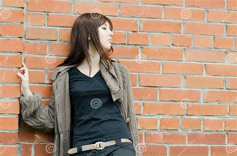 Sad Girl At Brick Walls Stock Image Image Of Boredom 20649559