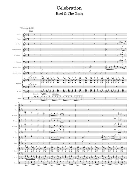 Celebration Kool And The Gang Sheet Music For Piano Trombone Vocals