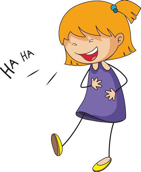 Cute Girl Laughing Doodle Cartoon Character Isolated 2887349 Vector Art