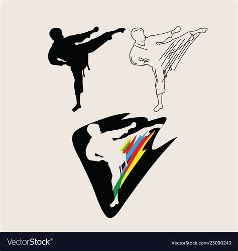 Judo Line Art Silhouette And Logo Royalty Free Vector Image