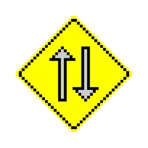 Premium Vector Traffic Sign Two Way In Pixel Art