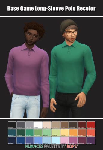 Base Game Long Sleeve Polo Recolor At Maimouth Sims Sims Updates