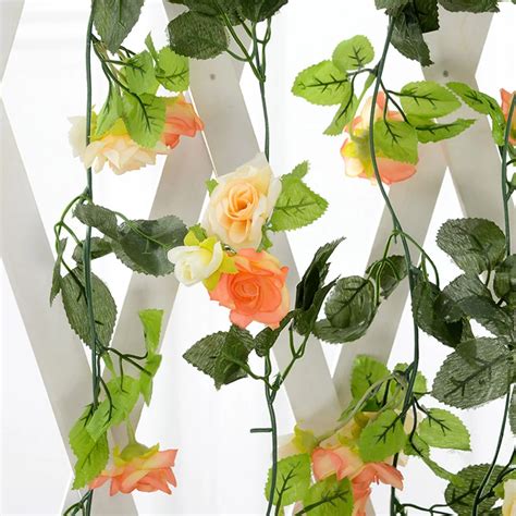 fake silk roses ivy vine artificial flowers with green leaves for wedding decoration hanging