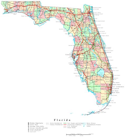 4 Best Images Of Printable Florida County Map With Cities