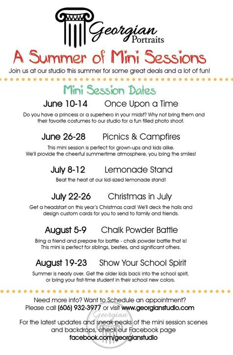 Our Summer Mini Session Schedule Photography Buisness Pixel