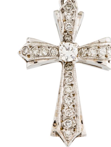 K Diamond Cross Pendant Necklaces Penda The Realreal