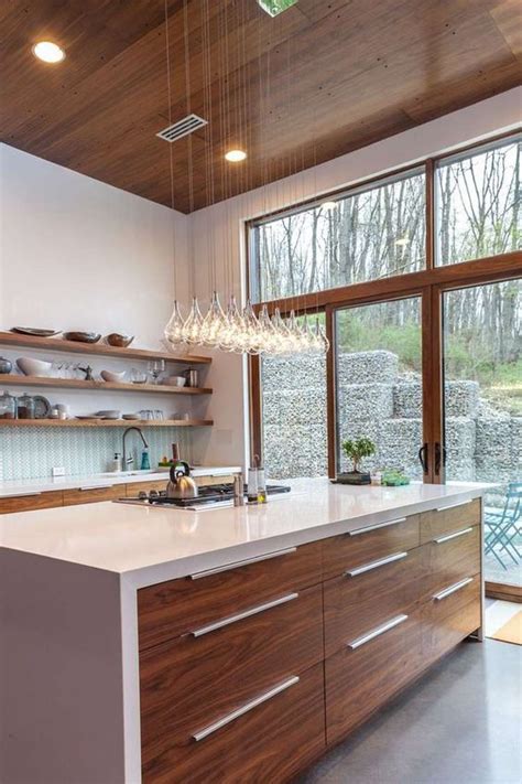 Natural walnut cabinets with pure white caesarstone countertops. I Promise These are IKEA Kitchens | Ikea kitchen furniture ...