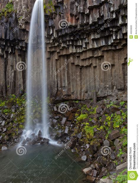 Black Waterfall Svartifoss Iceland Stock Photo Image Of Basalt