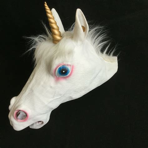 Unicorn Head Mask Party Costume Rubber Prop Animal Horse Mask Adult
