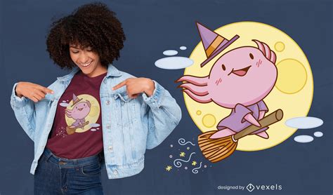 Axolotl Witch Cute Halloween T Shirt Design Vector Download