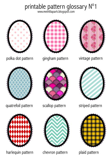 Free Printable Pattern Glossary With Printable Oval Tags Printable