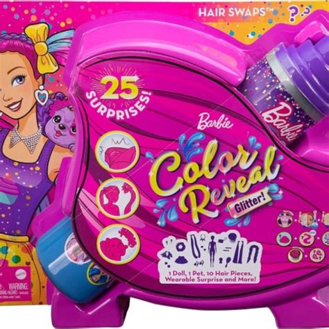 Barbie Color Reveal Glitter Hair Swaps Doll 1 Ct Kroger