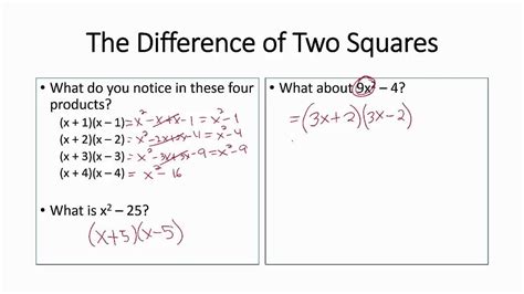 The Difference of Two Squares - YouTube