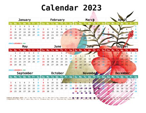 Free 2023 Printable Yearly Calendar Premium Template 27481