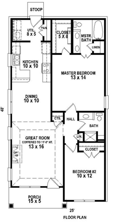 Right side layout of the this two bedroom small house plan mainly composed of the 2 bedrooms with size 3 meters by 3 meters. House Plan 053-00463 - Traditional Plan: 1,058 Square Feet ...