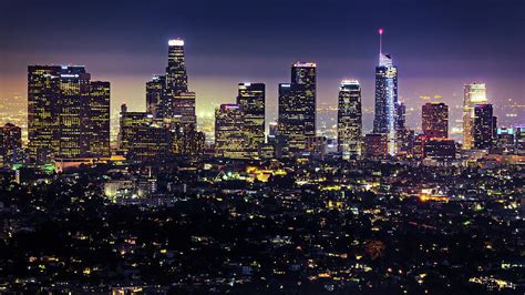 Los Angeles Skyline At Night Ii Photograph By Eric Gessmann Pixels