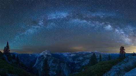 Pictures Yosemite California Usa Stars Milky Way Glacier 1920x1080