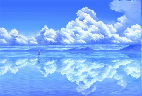 Wallpaper Pemandangan Laut Anime Pantai Langit Tenang Horison