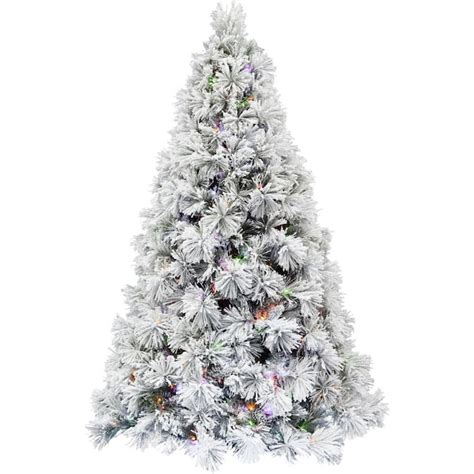 Fraser Hill Farm 9 Ft Pre Lit Flocked White Artificial Christmas Tree