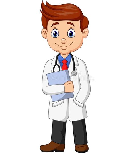Cartoon Male Doctor With Clipboard In His Hand Illustration Of A
