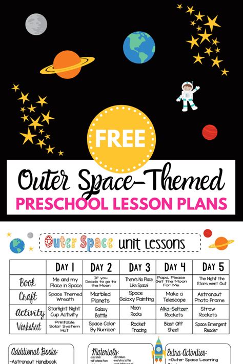 Free Week Long Outer Space Themed Preschool Lesson Plans Preschool