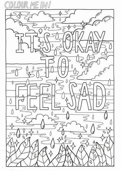 Coloring Feelings Colouring Sad Adult Quote Quotes