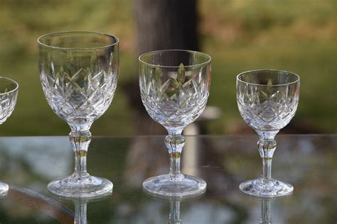 5 Vintage Crystal Wine Glasses Set Of 5 Stuart England 1950s