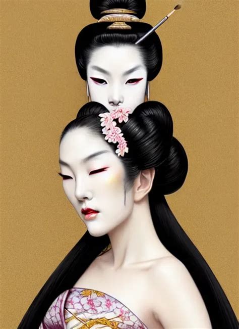 Glamorous And Sexy Geisha Portrait In An Ancient Stable Diffusion