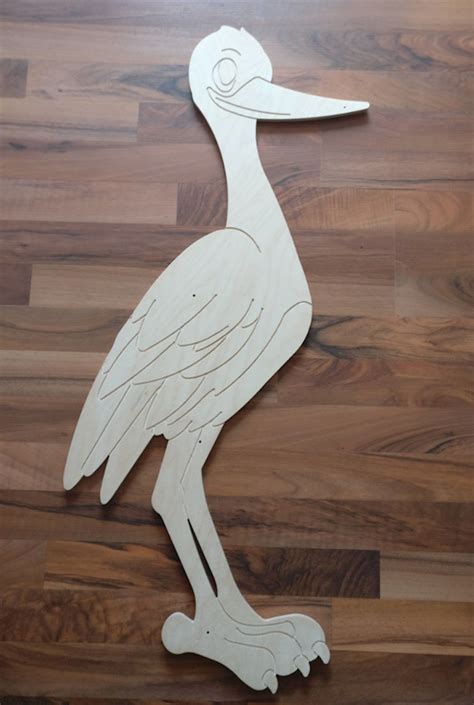 Storch schablone zum ausdrucken mit holz : Baby Storch aus Holz zum selber machen / selber basteln / selbst bemalen
