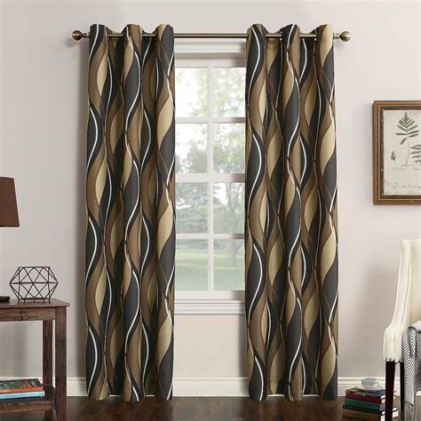 No 918 Intersect Wave Print Casual Textured Curtain Panel 48 X 84