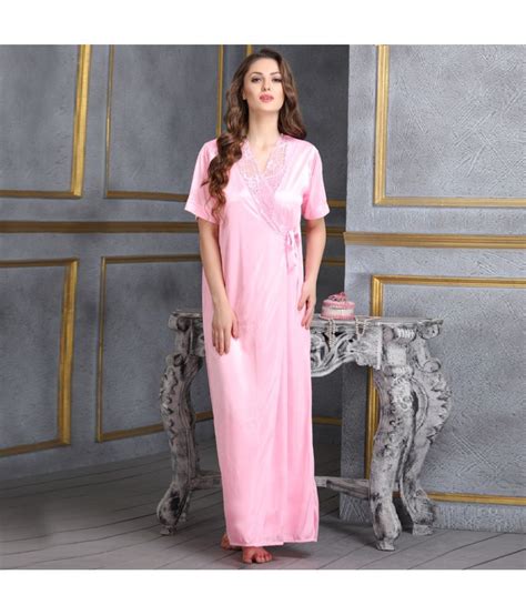 Buy Clovia Satin Nighty And Night Gowns Pink Pack Of 2 Online At Best Prices In India Snapdeal