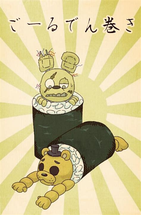 Springtrap is william's reanimated corpse sealed in a heavily damaged spring bonnie animatronic / springlock suit. Sushi Springtrap and Golden Freddy | Five Nights at Freddy ...