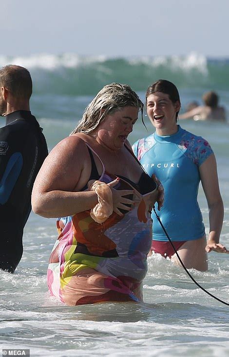 Gemma Collins Dons A Colourful Beach Dress As She Tries Her Hand At Bodyboarding In Cornwall
