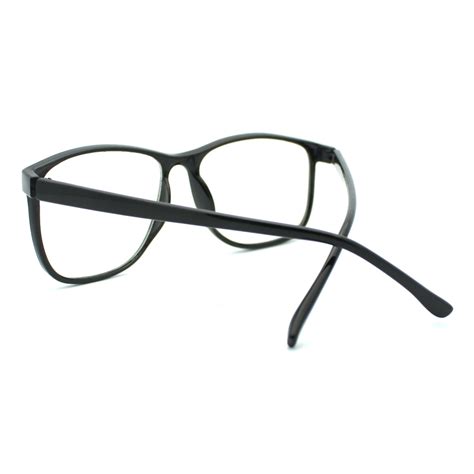 Black Large Nerdy Geek Old School Clear Lens Thin Horn Rim Eye Glasses