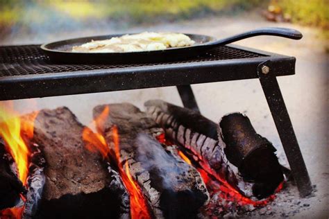 essentials for camping and open fire cooking over the fire cooking
