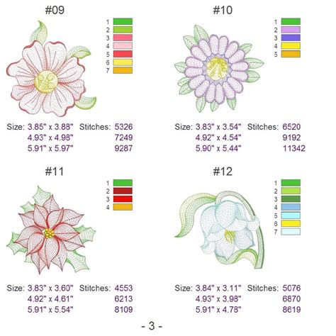Rippled Flowers Machine Embroidery Designs Pack Instant Etsy