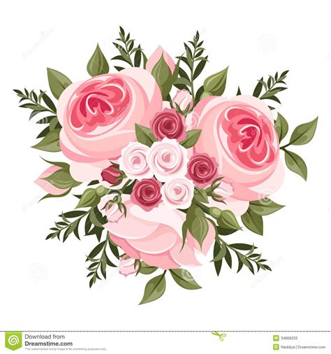 Pink Roses Bouquet Stock Vector Illustration Of