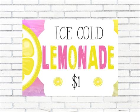 Lemonade Stand Sign Instant Download Digital Two Sizes Etsy