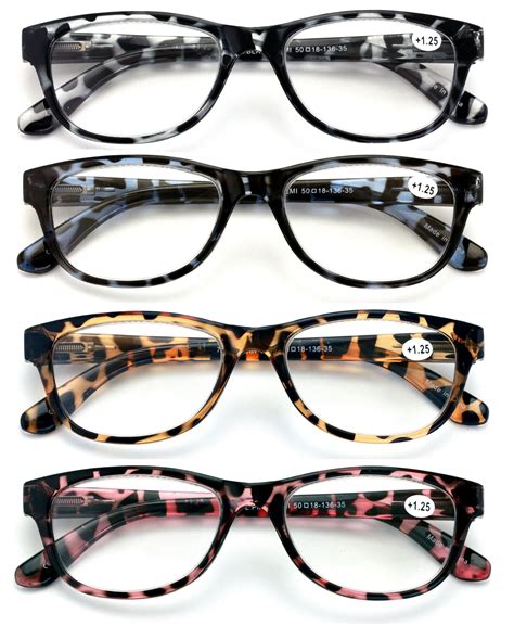 4 Pairs Women Leopard Meow Reading Glasses Fashion Clear Lens Readers Demi Tortoise