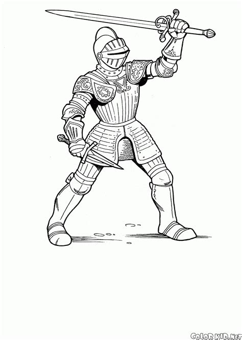 Guerreros medievales para colorear / juegos de caballeros y guerreros para colorear imprimir y pintar : Dibujo para colorear - La armadura de caballero