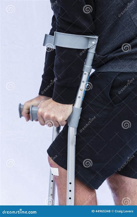 Man On Crutches Stock Photo Image Of Walking Assistance 44965348