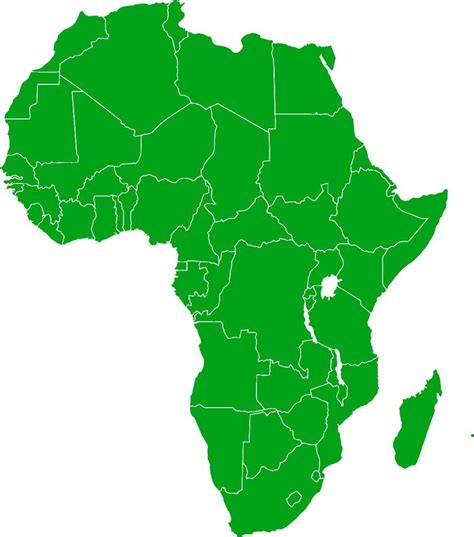 Green Colored Africa Outline Map Political African Map Vector