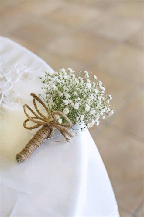 Small White Rose Babys Breath Rustic Bouquet Babys