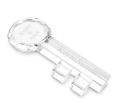 Crystal Key To Success Achievement Award Paperweight Custom Engraving