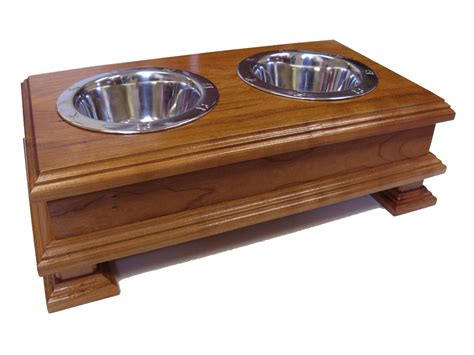 Finest Solid Wood Cherry Elevated Dog Feeder Raised Dog Bowl Stand