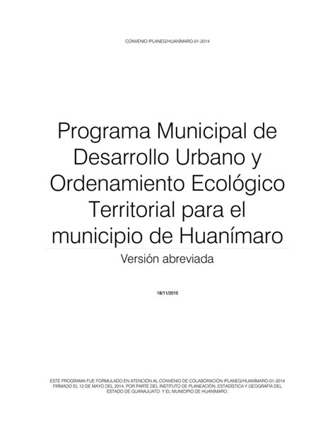 Programa Municipal De Desarrollo Urbano Y Ordenamiento