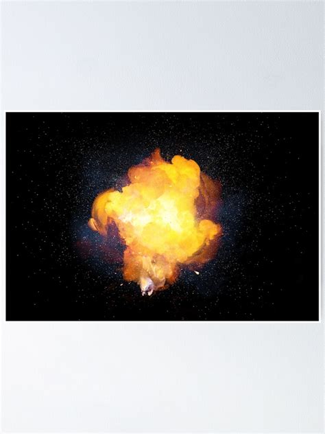 Realistic Bright Fiery Bomb Explosion With Sparks And Smoke Poster By